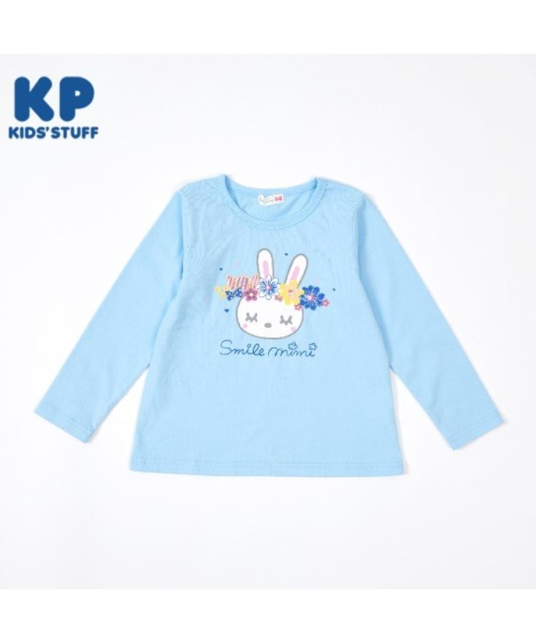 ケーピー(KP)のKP 花冠うさぎプリント長袖Tシャツ(80～90) ブルー(091)