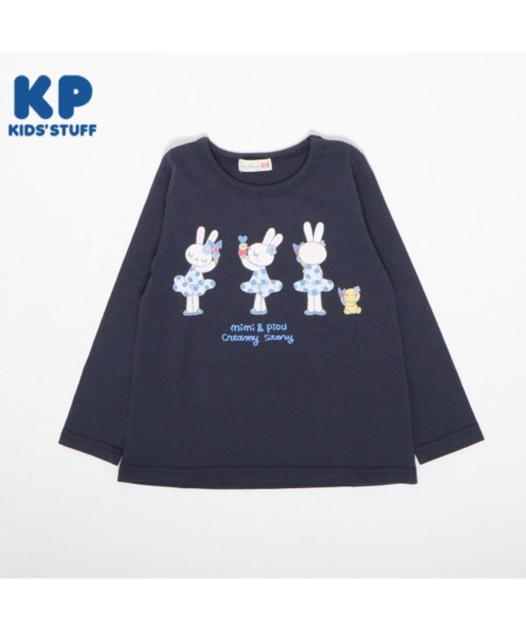 ケーピー(KP)のKP アイスうさぎプリント長袖Tシャツ(100～160) ネイビー(094)