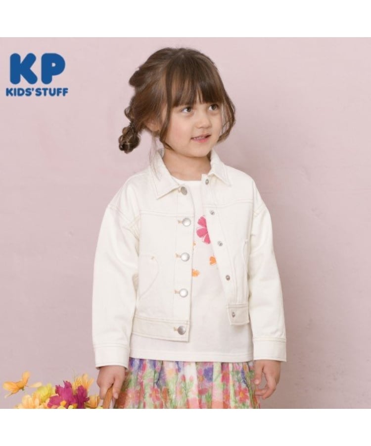 ケーピー(KP)のKP ハートポケットデニムジャケット(110～160) アイボリー(104)