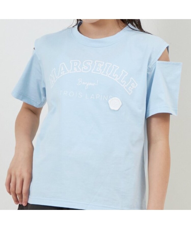 ケーピー(KP)のtroislapins(トロワラパン)肩開き半袖Tシャツ2