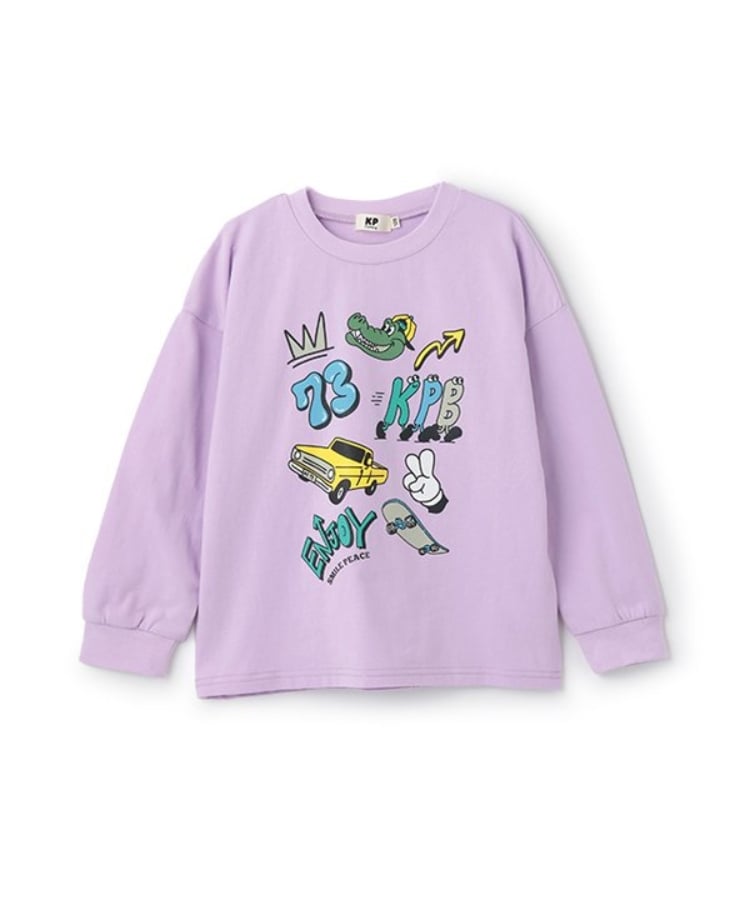 ケーピー(KP)のKPBポッププリント長袖Tシャツ パープル(081)
