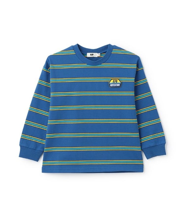 ケーピー(KP)のマルチボーダー長袖Tシャツ ブルー(091)