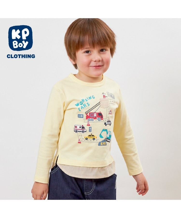 ケーピー(KP)のWORKINGCARSプリント長袖Tシャツ ライトイエロー(030)