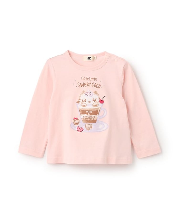 ケーピー(KP)のラテcocoプリント長袖Tシャツ ピンク(071)
