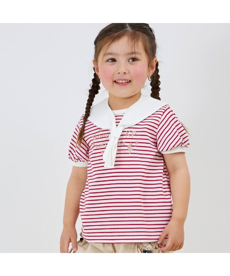 ケーピー(KP)の取外しセーラー衿つきボーダーTシャツ13