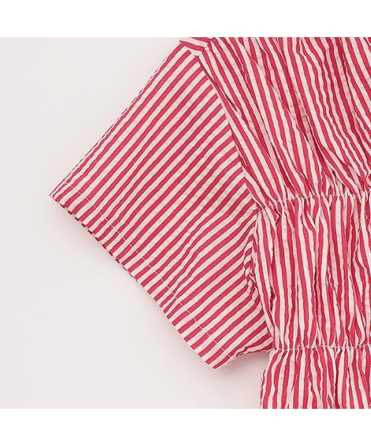 ケーピー(KP)のサッカーストライプ前リボンつきブラウス4