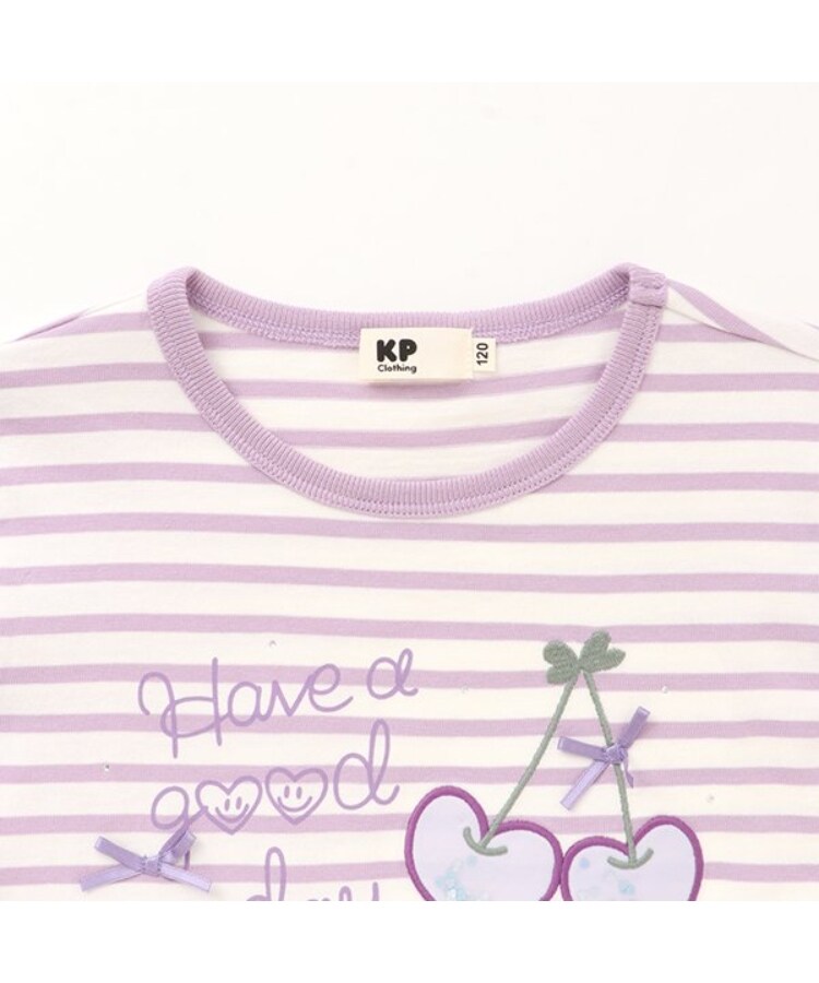 ケーピー(KP)の肩チュールボーダー長袖Tシャツ2