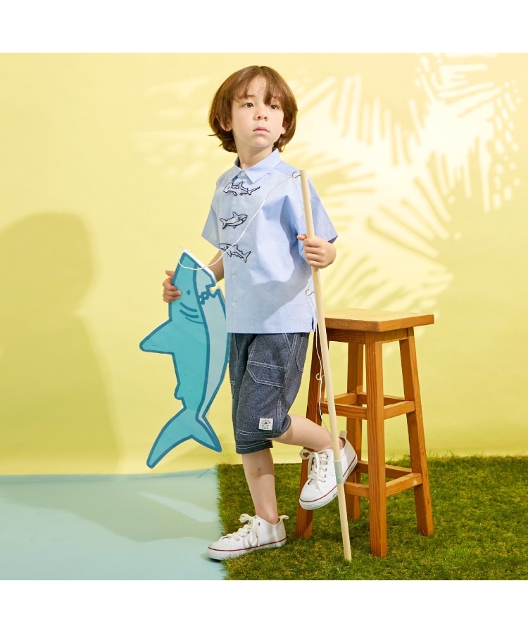ケーピー(KP)のドライメッシュデニム風プリントハーフパンツ16