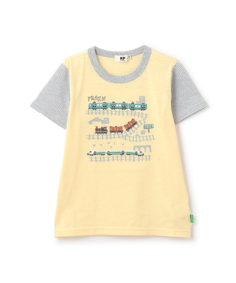 ケーピー(KP)の電車刺しゅう半袖Tシャツ イエロー(031)