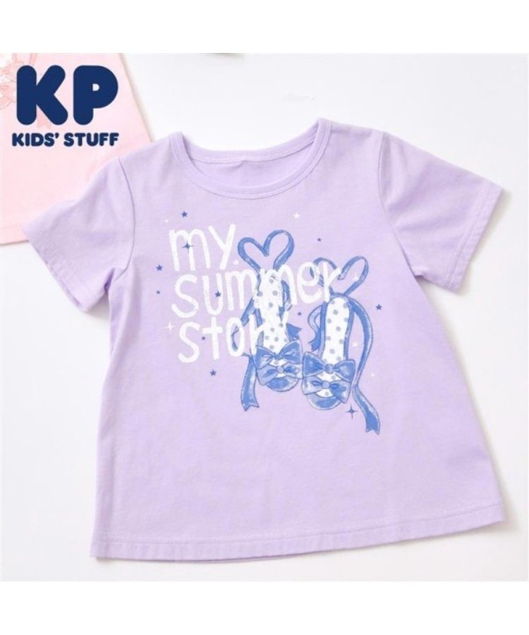 ケーピー(KP)のサンダル プリント半袖Ｔシャツ パープル(081)
