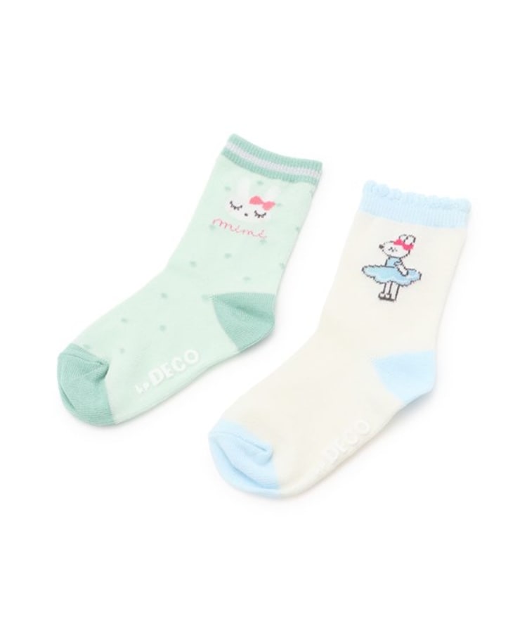 ケーピー(KP)のmimiモチーフ２Ｐソックス ミントグリーン(021)