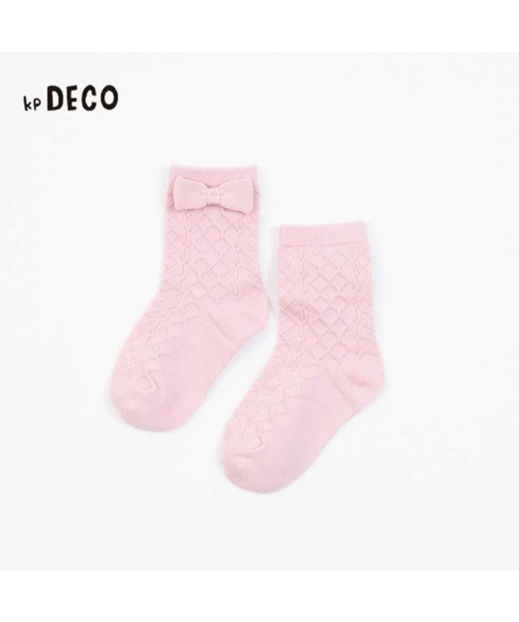 ケーピー(KP)のKPDECO リボン付きクルーソックス(13～23) ピンク(071)