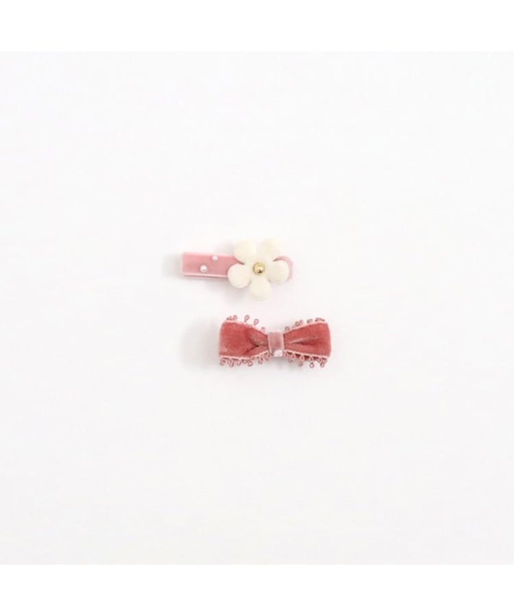 ケーピー(KP)のKPDECO 花モチーフとリボン ヘアクリップ2個セット1