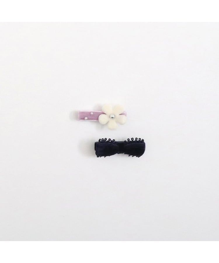 ケーピー(KP)のKPDECO 花モチーフとリボン ヘアクリップ2個セット3
