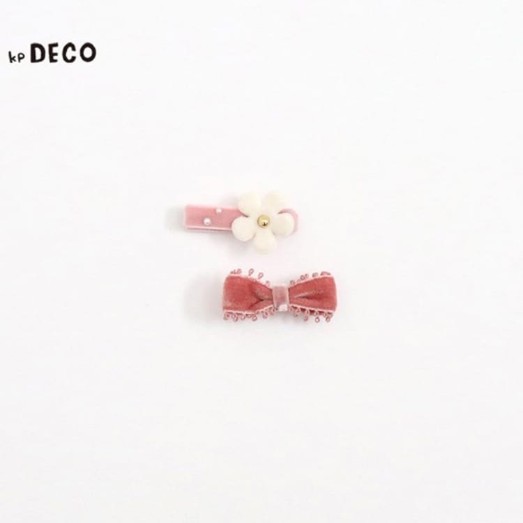 ケーピー(KP)のKPDECO 花モチーフとリボン ヘアクリップ2個セット その他