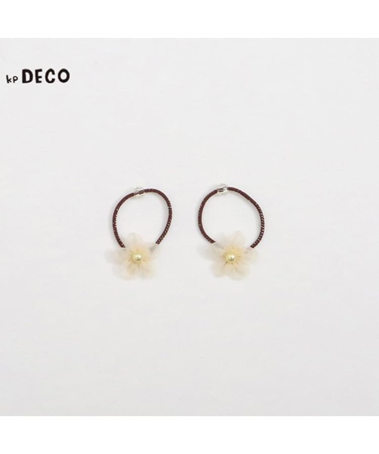 ケーピー(KP)のKPDECO オーガンジー花モチーフ ヘアゴム2個セット ホワイト(101)