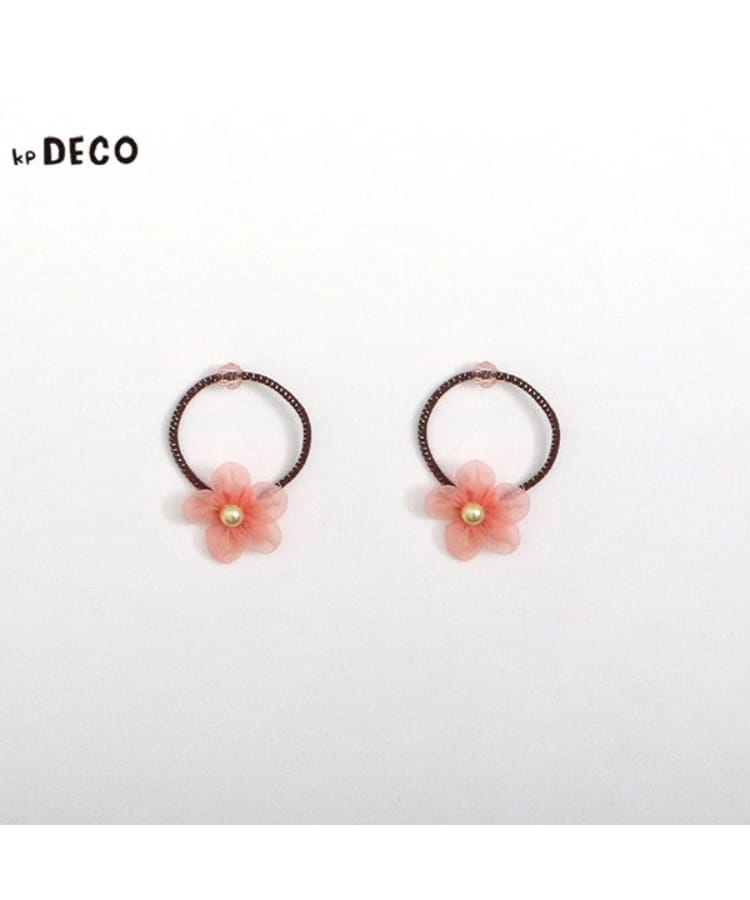 ケーピー(KP)のKPDECO オーガンジー花モチーフ ヘアゴム2個セット ピンク(172)