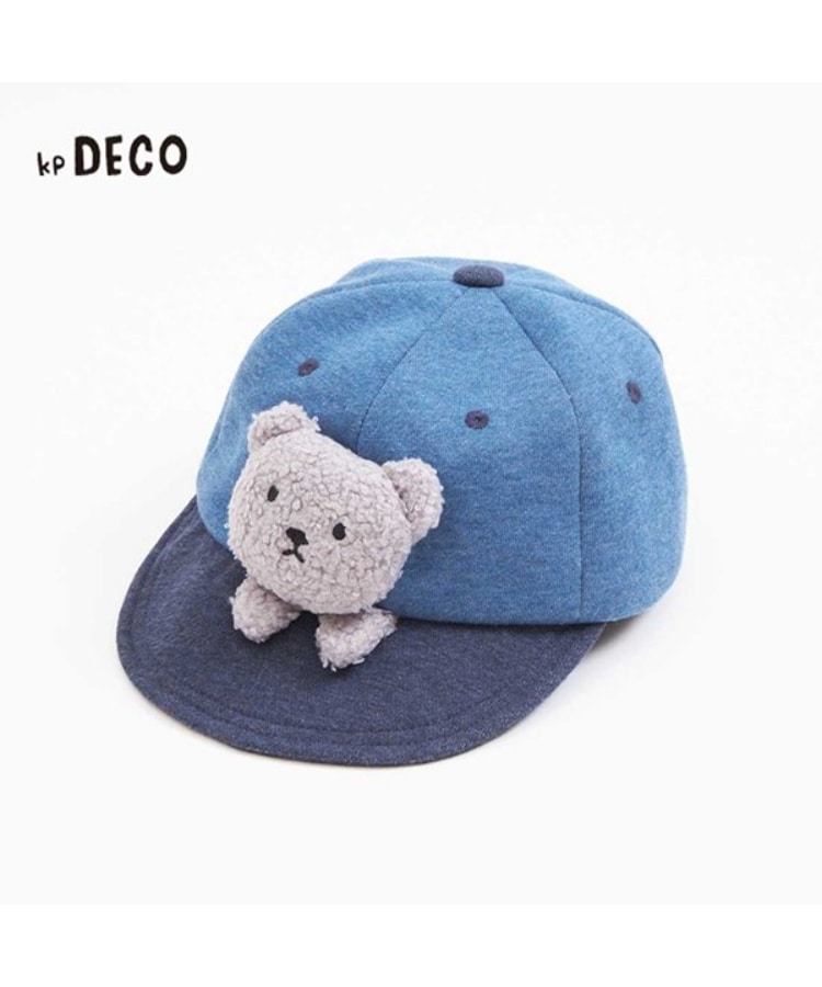 ケーピー(KP)のKPDECO クマモチーフ付きキャップ(S～M) ネイビー(094)