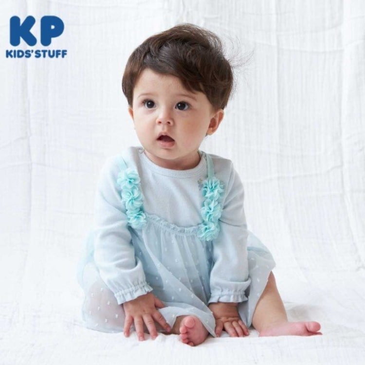 ケーピー(KP)のKP 花モチーフシフォンチュニック＆ロンパースセット キッズ・ベビーグッズ