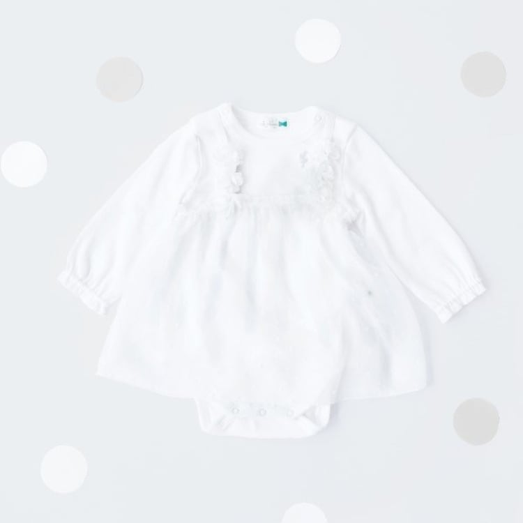 ケーピー(KP)のKP 花モチーフシフォンチュニック＆ロンパースセット キッズ・ベビーグッズ