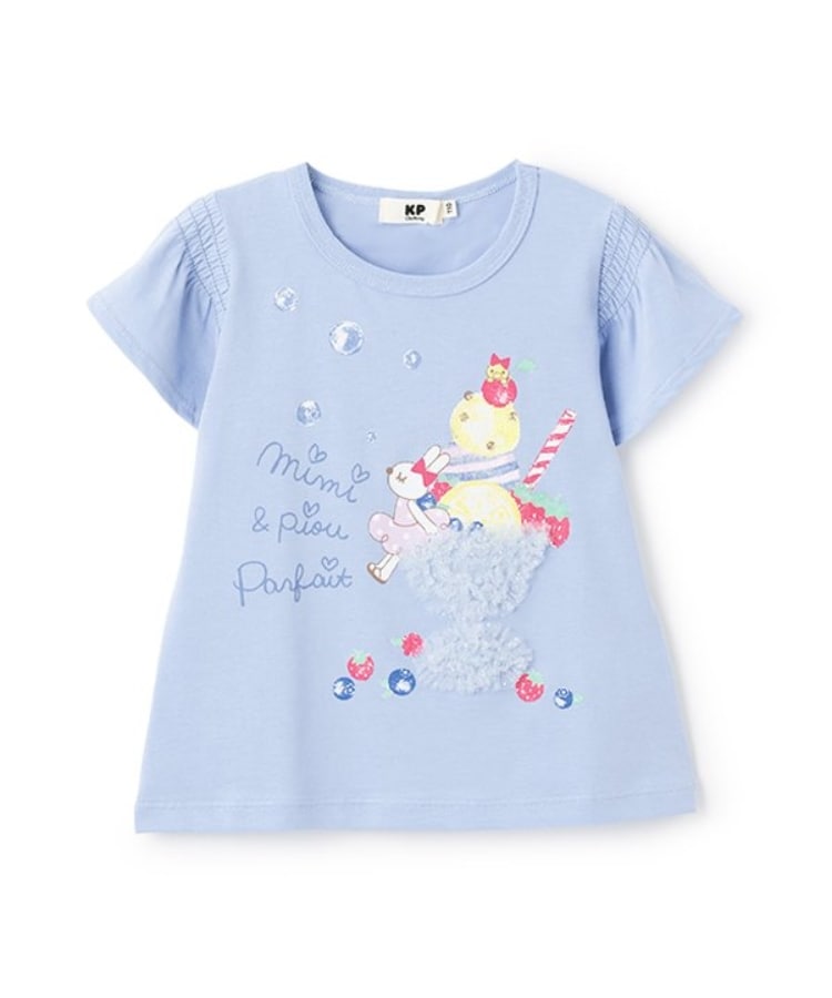 ケーピー(KP)のmimiちゃん＆パフェ 半袖Ｔシャツ ブルー(091)