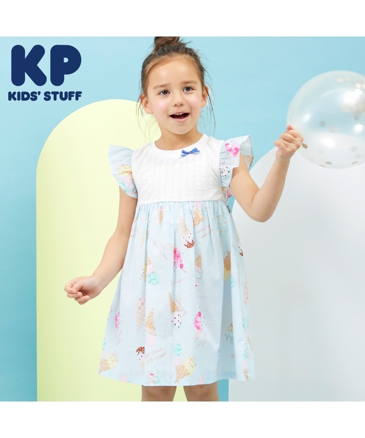 ケーピー(KP)のアイスクリームプリント ワンピース ミントグリーン(021)