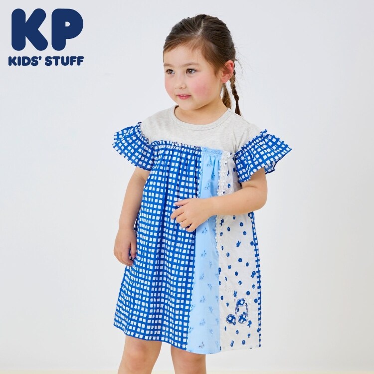 ケーピー(KP)のローンプリント＆レース 縦接ぎワンピース ミドルワンピース
