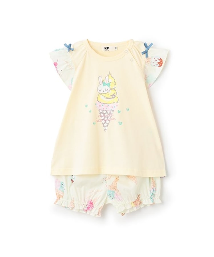 ケーピー(KP)のアイスクリームプリント Tシャツ＆ブルマセット ライトイエロー(030)