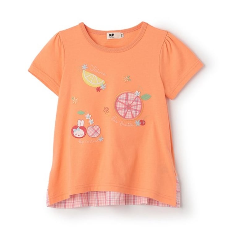 ケーピー(KP)の先染めチェック フルーツアップリケ 半袖Ｔシャツ その他