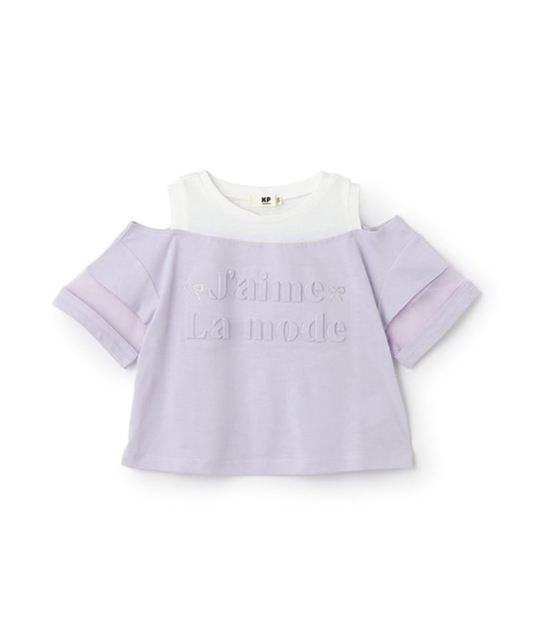 ケーピー(KP)の肩見せ シアースリーブ Tシャツ ラベンダー(080)