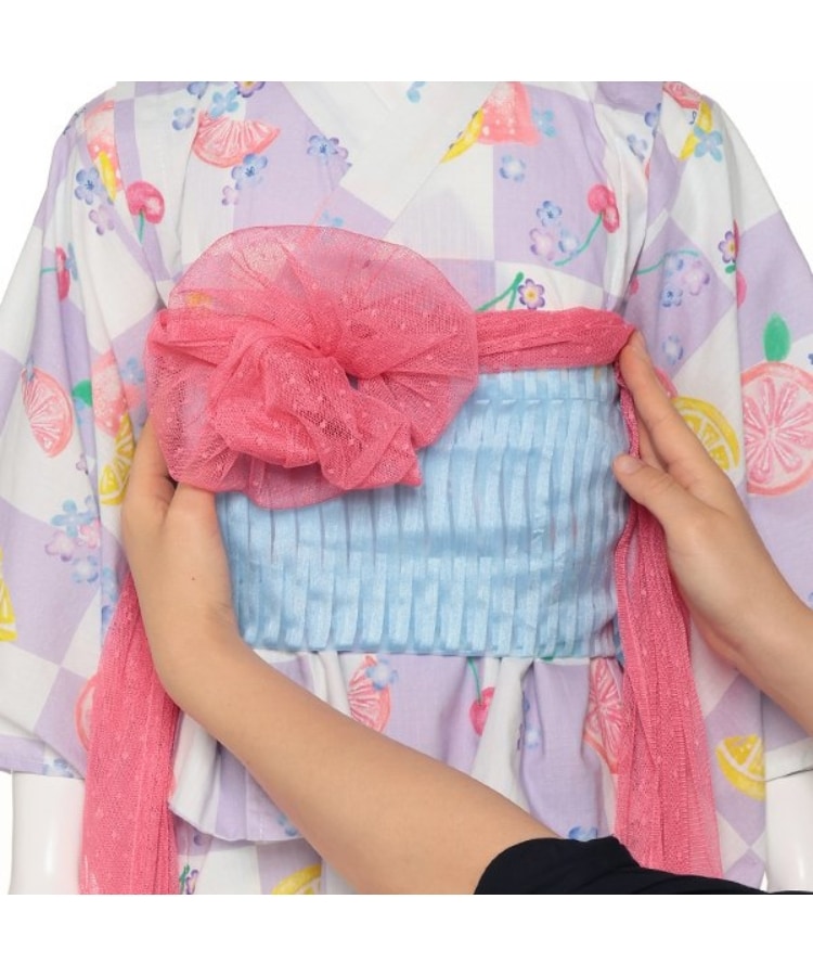 ケーピー(KP)のワンピースにもなる2WAY浴衣 市松×フルーツ柄13