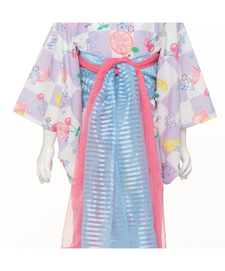 ケーピー(KP)のワンピースにもなる2WAY浴衣 市松×フルーツ柄15
