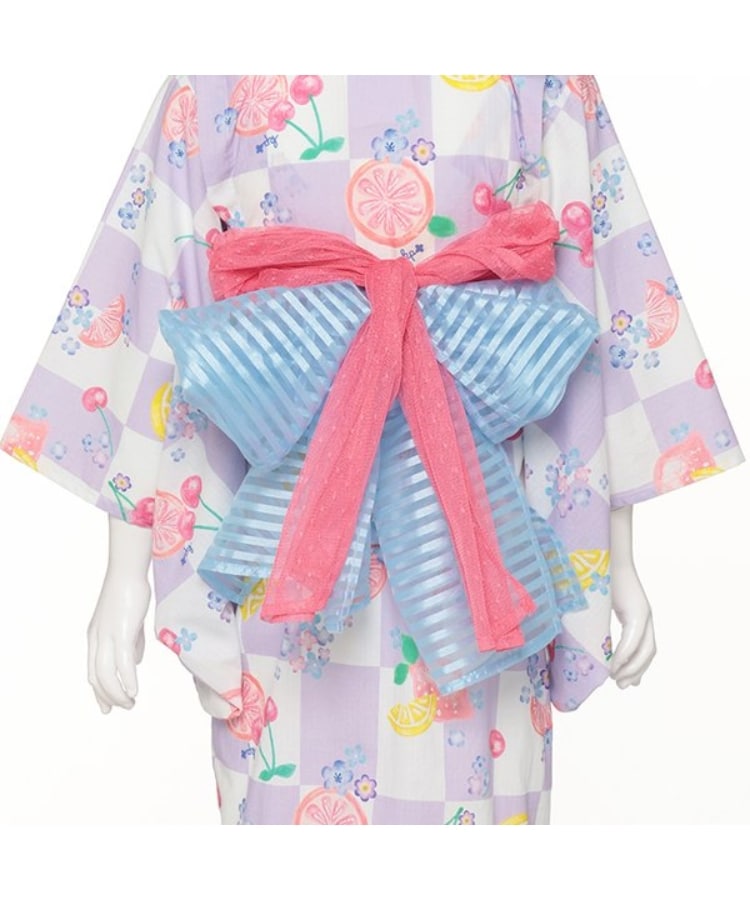 ケーピー(KP)のワンピースにもなる2WAY浴衣 市松×フルーツ柄16