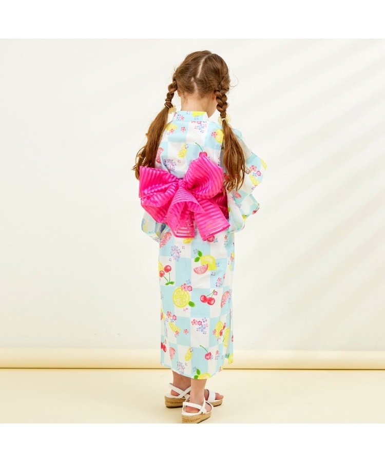 ケーピー(KP)のワンピースにもなる2WAY浴衣 市松×フルーツ柄26
