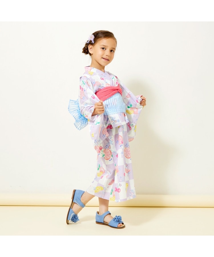 ケーピー(KP)のワンピースにもなる2WAY浴衣 市松×フルーツ柄30