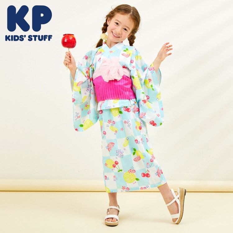 ケーピー(KP)のワンピースにもなる2WAY浴衣 市松×フルーツ柄 その他