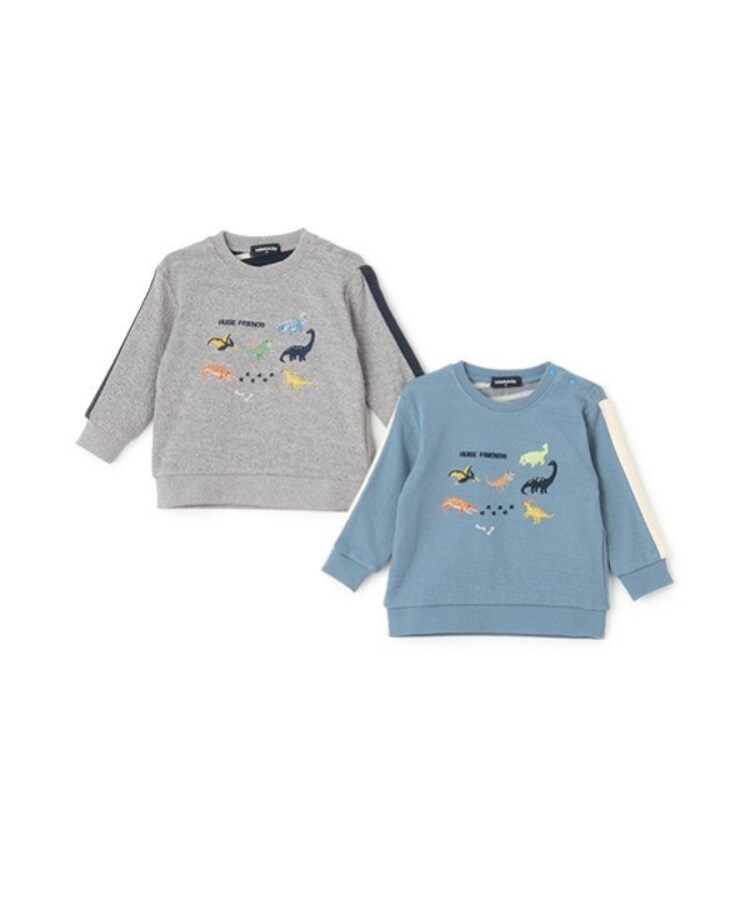 クレードスコープ(kladskap)の恐竜刺しゅう袖ライン接結長袖Tシャツ10