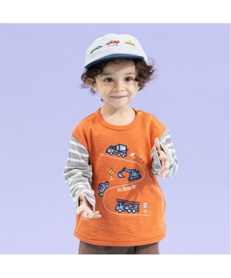 クレードスコープ(kladskap)の車刺しゅう接結長袖Tシャツ モカブラウン(042)