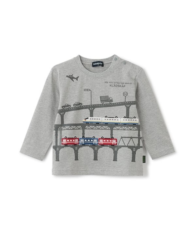クレードスコープ(kladskap)の【人気商品再入荷】【直営店で取り扱い無し】電車アップリケTシャツ グレー(112)