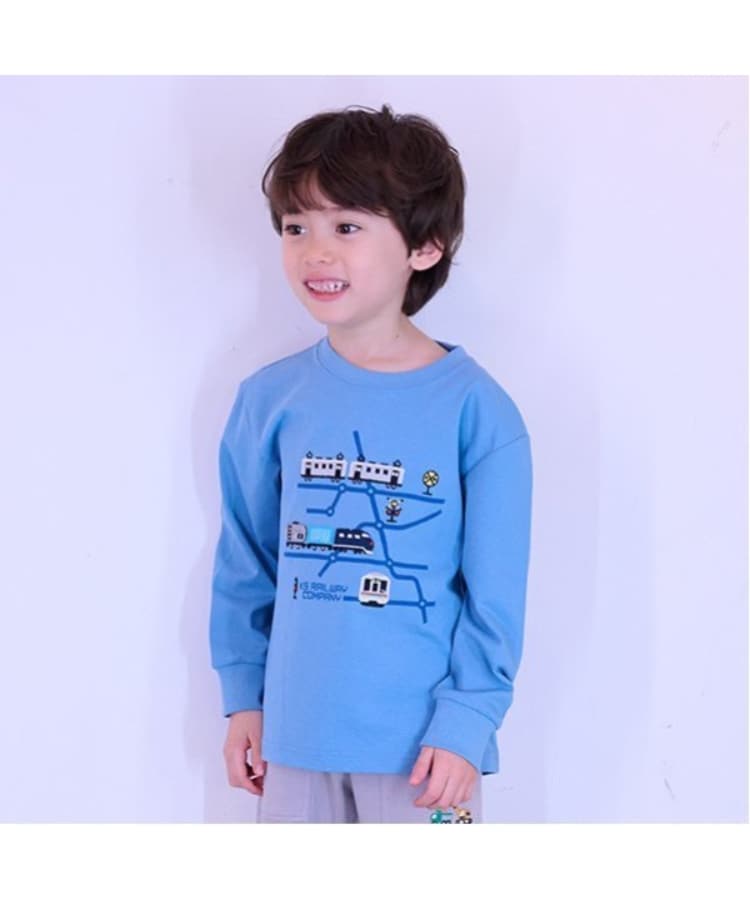 クレードスコープ(kladskap)の電車マップ長袖Tシャツ ブルー(192)