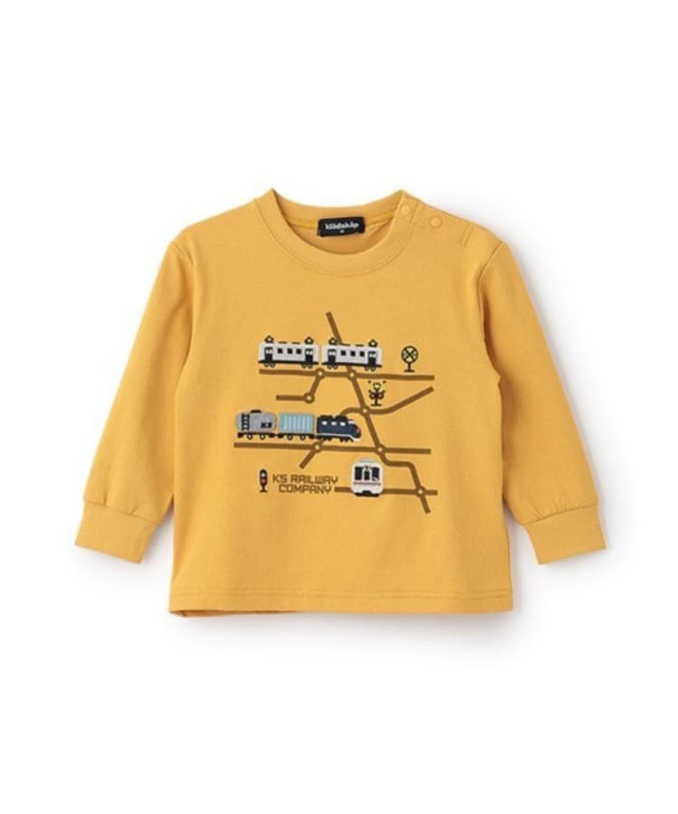 クレードスコープ(kladskap)の電車マップ長袖Tシャツ マスタード(033)
