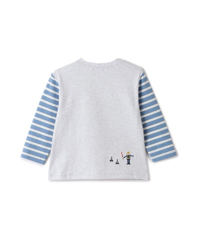 クレードスコープ(kladskap)の働く車アップリケ袖ボーダー長袖Tシャツ1