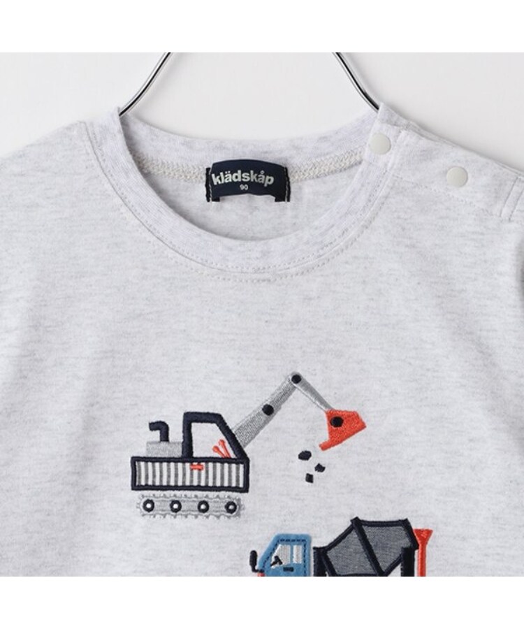 クレードスコープ(kladskap)の働く車アップリケ袖ボーダー長袖Tシャツ2
