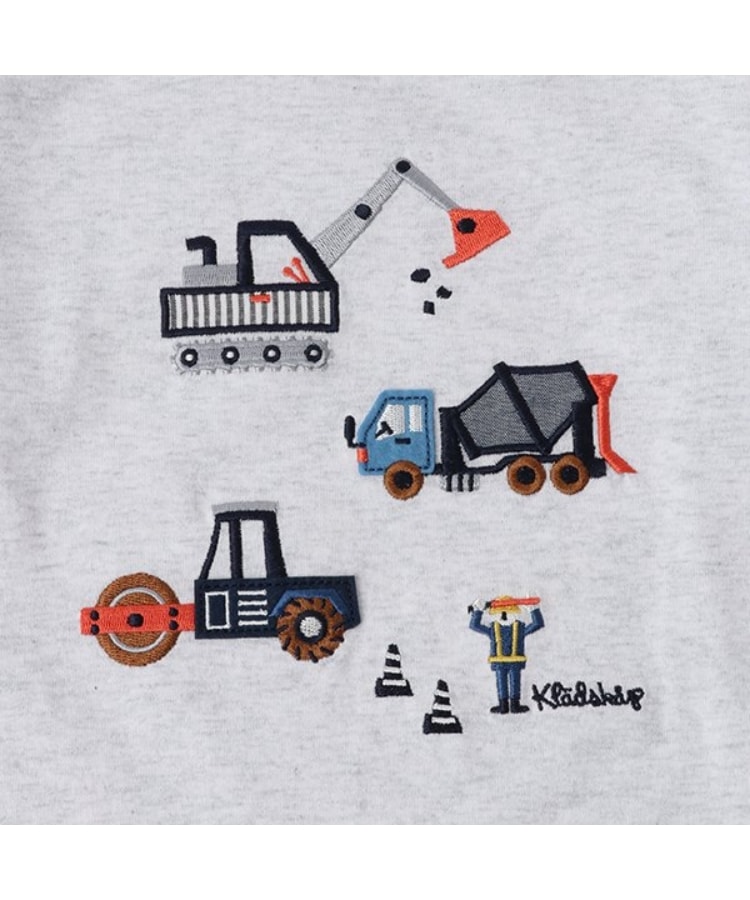 クレードスコープ(kladskap)の働く車アップリケ袖ボーダー長袖Tシャツ3