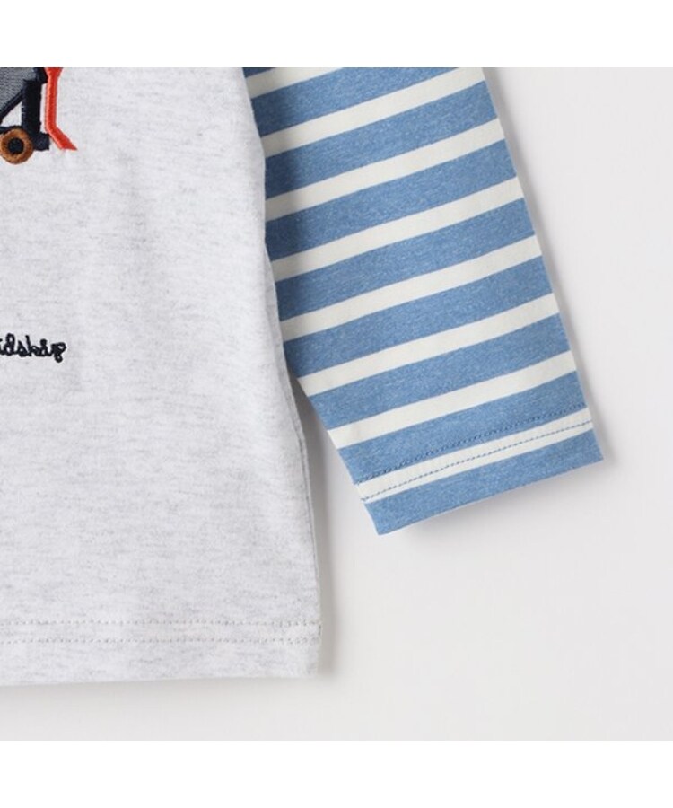 クレードスコープ(kladskap)の働く車アップリケ袖ボーダー長袖Tシャツ5