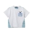 クレードスコープ(kladskap)のロボットポケットボーダー切替半袖Tシャツ ライトグレー(211)