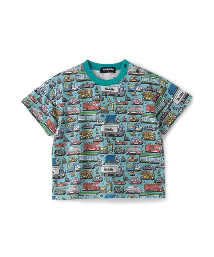 クレードスコープ(kladskap)の乗り物総柄半袖Tシャツ ブルー(092)