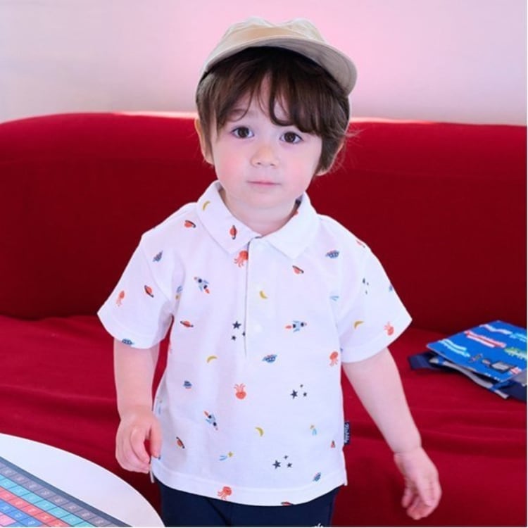 クレードスコープ(kladskap)の宇宙柄半袖ポロシャツ Ｔシャツ