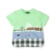 クレードスコープ(kladskap)の海と電車切替半袖Tシャツ グリーン(024)