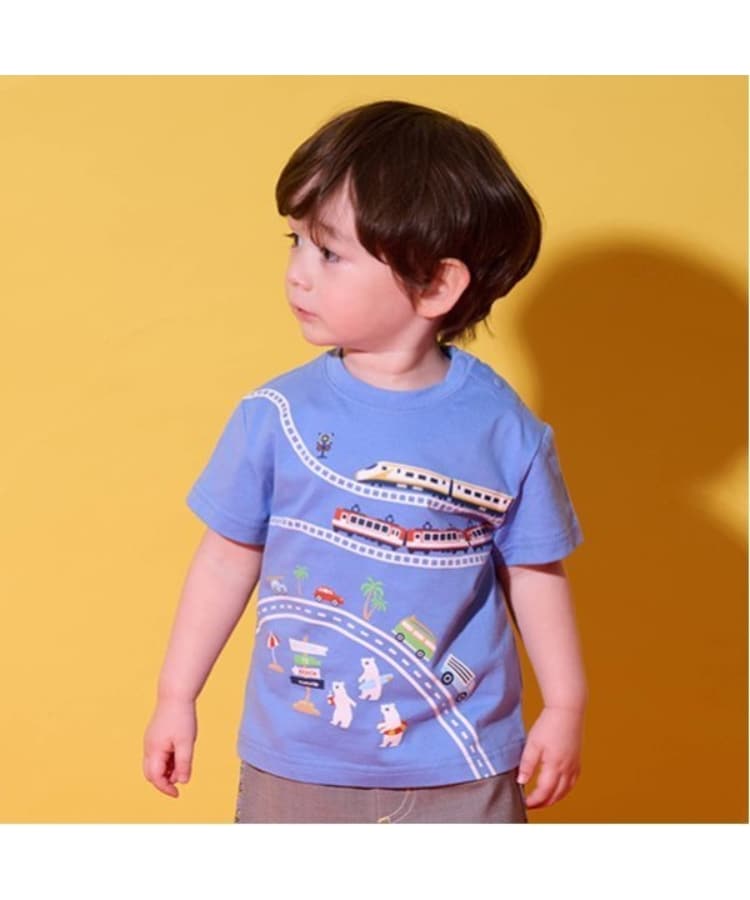 クレードスコープ(kladskap)の海に行こう!乗り物プリント半袖Tシャツ ブルー(091)